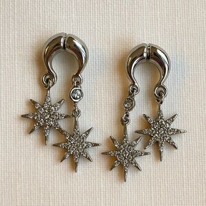 North Star Crystal Double Drop Earrings – Silver-Tone (1.5")